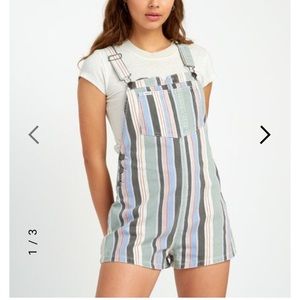 RVCA Townhouse Striped Shortall Overalls
